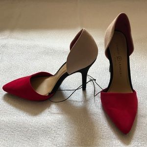 Chinese Laundry Black/Red/Tan Pointed Heels Size 8.5